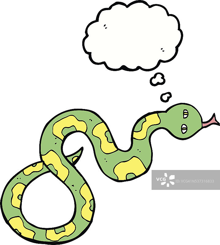 卡通蛇与思想泡泡图片素材