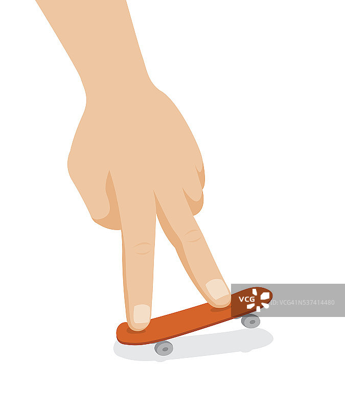 手在迷你滑板上滑行图片素材