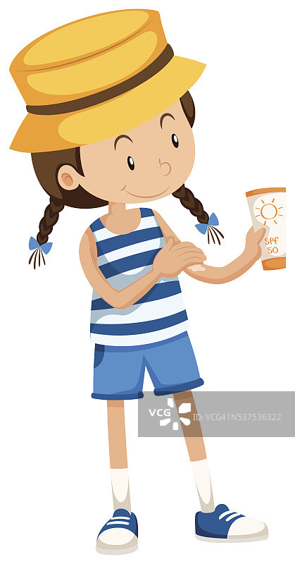 拿着防晒霜的小女孩图片素材