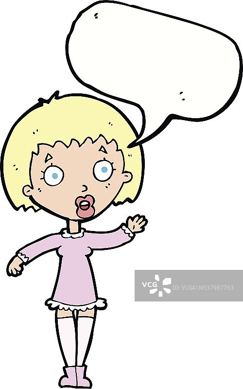 卡通挥舞着女人说话泡泡图片素材