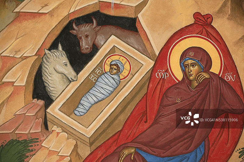 圣安东尼大帝修道院的耶稣诞生壁画图片素材