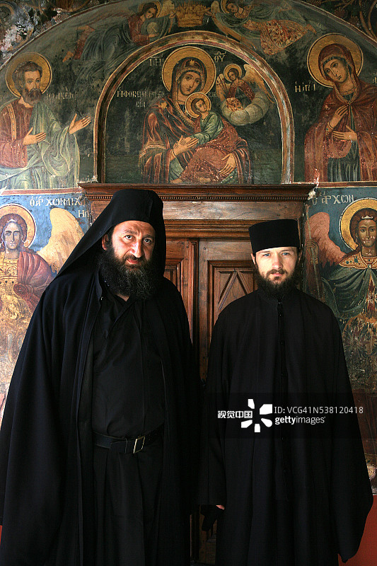 阿陀斯山库特卢穆西乌修道院的僧侣图片素材