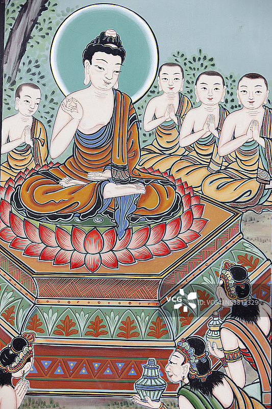 曹溪寺的佛教绘画细节图片素材