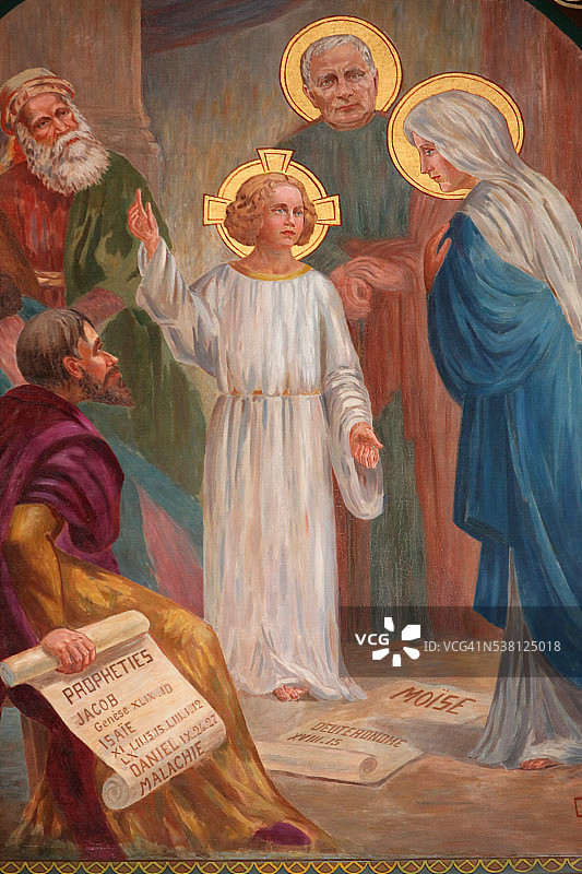 圣约瑟夫教堂壁画：耶稣在犹太教堂图片素材