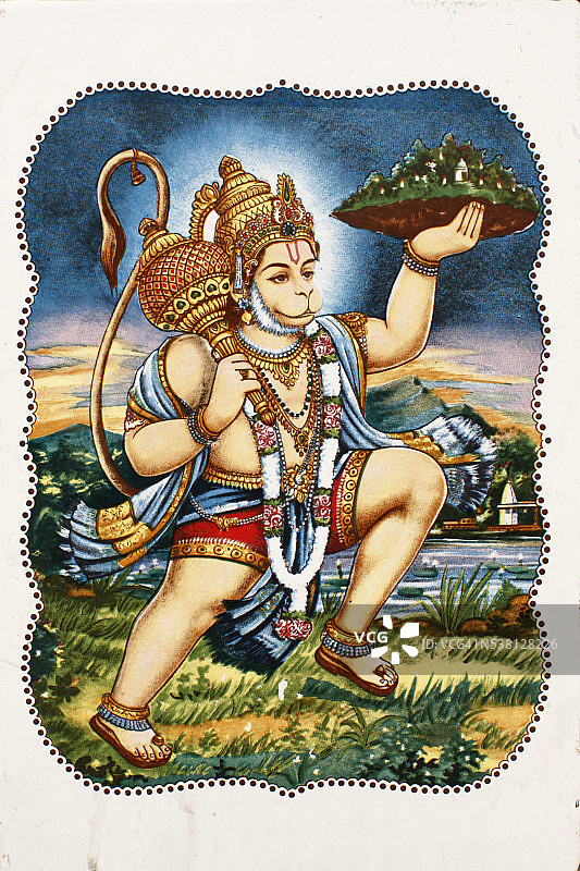 描绘印度教神哈努曼的马赛克图片素材