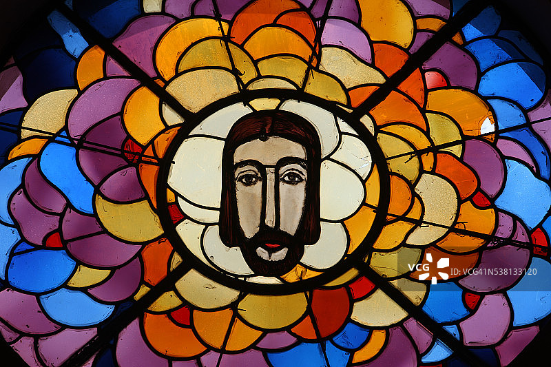 耶稣彩色玻璃图片素材
