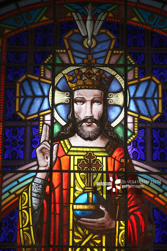 耶稣基督彩色玻璃图片素材
