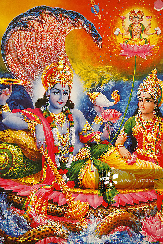 印度教神祇毗湿奴和拉克希米照片图片素材
