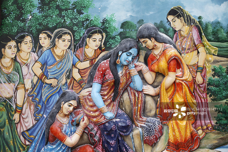 与奎师那分离后哭泣的拉达图片素材