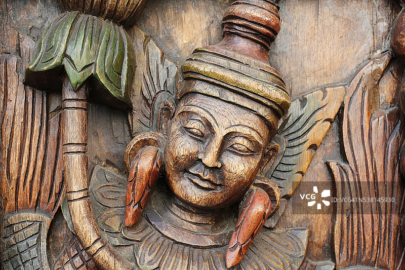 木制阿psara雕塑细节图片素材