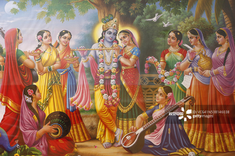 克里希纳和拉达被牧牛女环绕图片素材