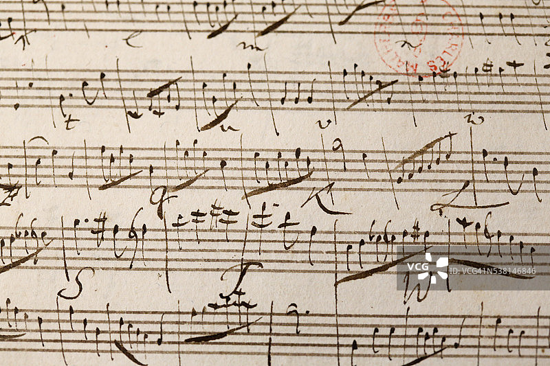 乐谱：沃尔夫冈·阿玛多伊斯·莫扎特图片素材