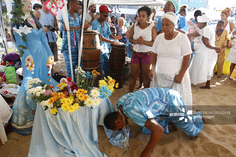 在里约维梅尔霍庆祝伊曼贾节的康东布雷教信徒图片素材