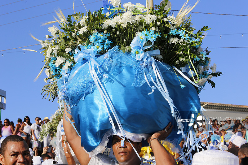 里约热内卢红场伊曼加节：献给伊曼加的鲜花图片素材