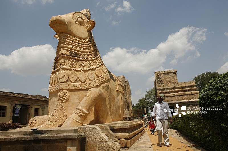 Gangaikondacholapuram寺庙中的狮子雕像图片素材
