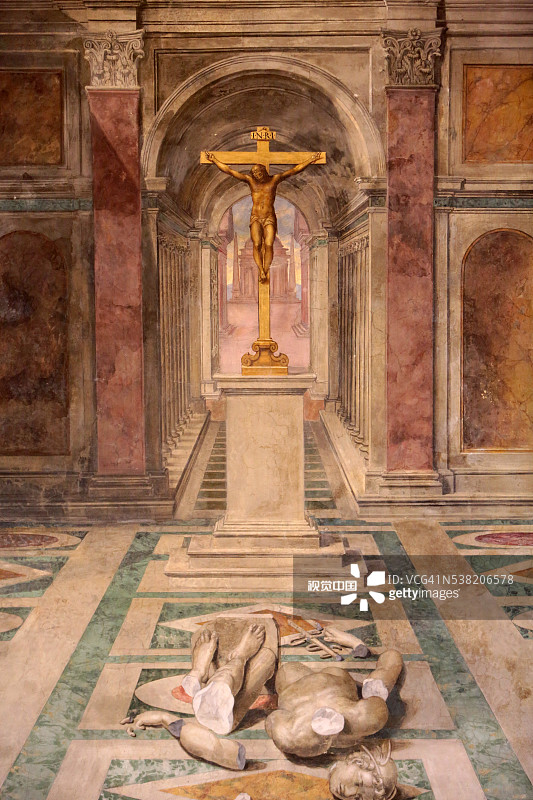 托马索·劳雷蒂作品：基督教的胜利，1585年，君士坦丁室，梵蒂冈博物馆图片素材