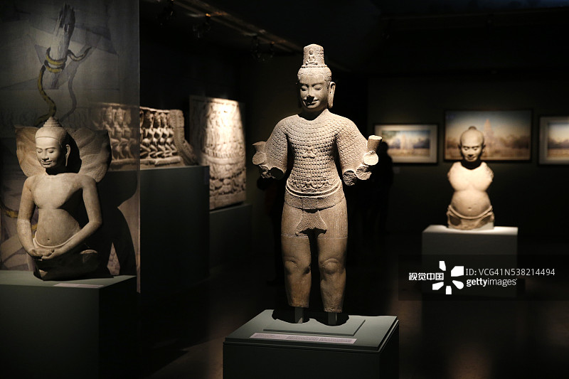 展览空间:吉美博物馆亚洲艺术博物馆、巴黎、展览:吴哥神话的诞生、路易·德拉波特和柬埔寨图片素材