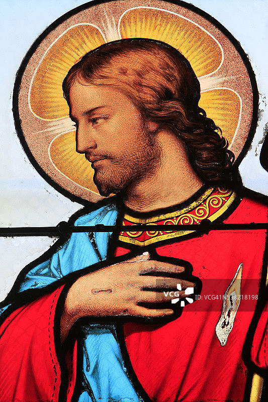 彩色玻璃窗：耶稣基督图片素材