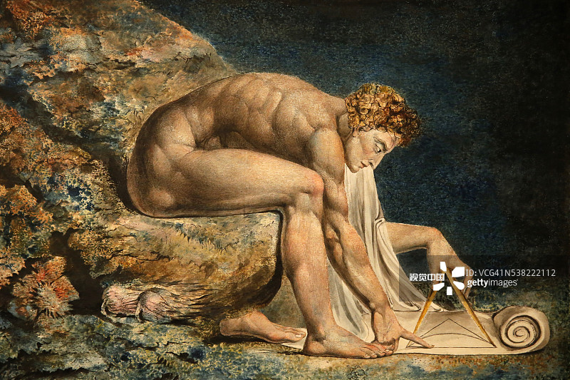 伦敦泰特美术馆：威廉·布莱克的牛顿水彩作品，1795/约1805年图片素材