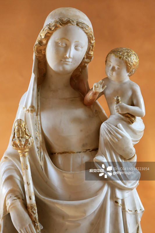 名为“胜利圣母”的圣母与圣子，桑利斯艺术与考古博物馆图片素材