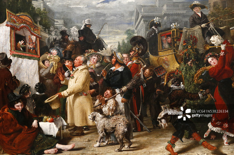 伦敦泰特美术馆：本杰明·罗伯特·海顿，《潘趣》或《五朔节》，1829年，布面油画图片素材