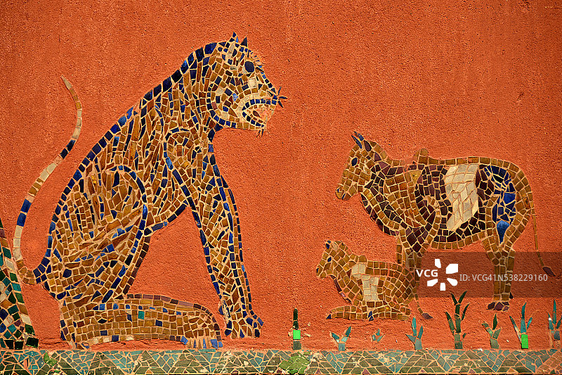 琅勃拉邦香通寺的生命之树马赛克图片素材