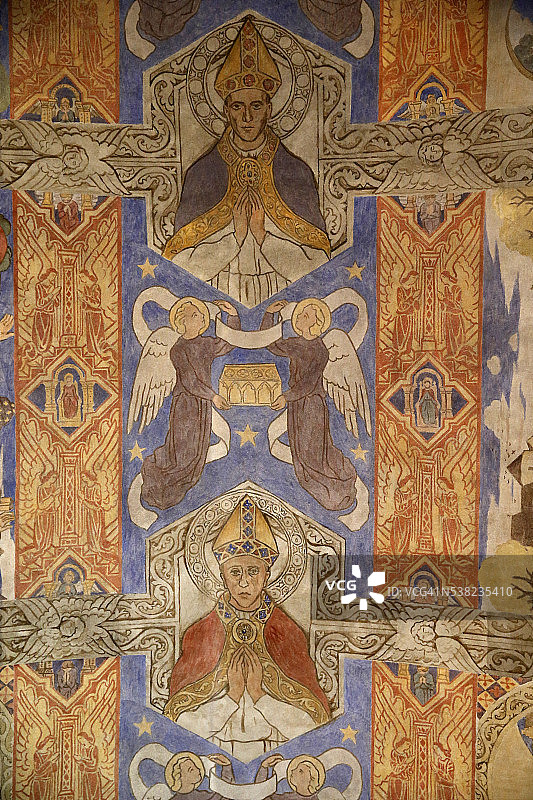 楠泰尔圣女日内维耶大教堂：特鲁瓦的圣卢普和欧塞尔的圣日耳曼主教壁画图片素材