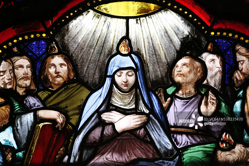 圣克洛蒂尔德教堂，圣母玛利亚和使徒，五旬节图片素材