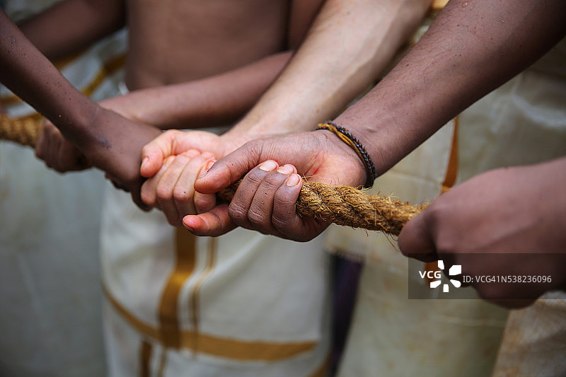 巴黎象头神节：众人拉着象头神的战车图片素材