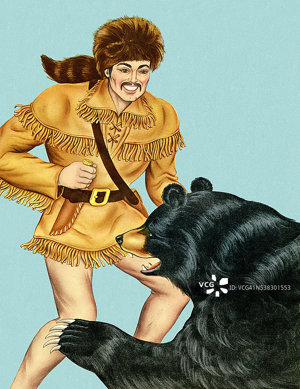 没穿裤子的男人和熊图片素材