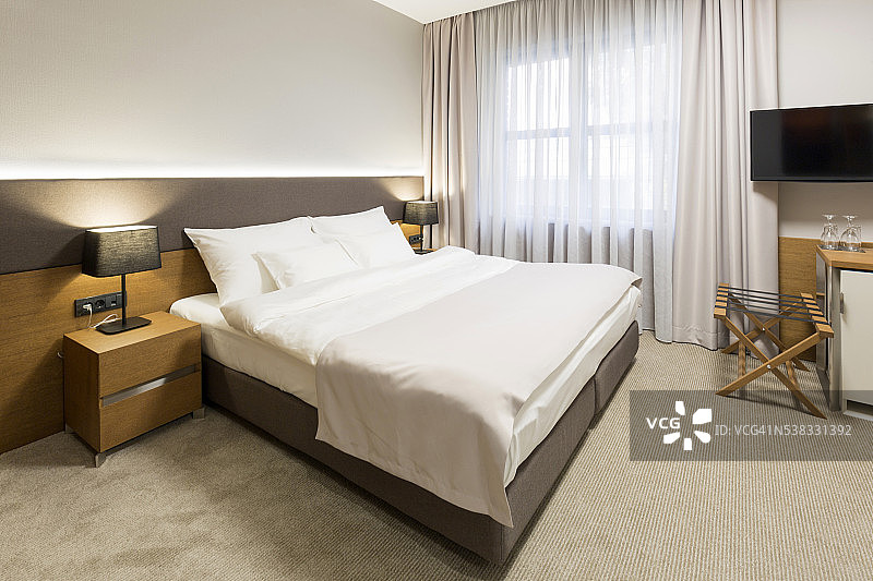 现代新酒店客房内景图片素材