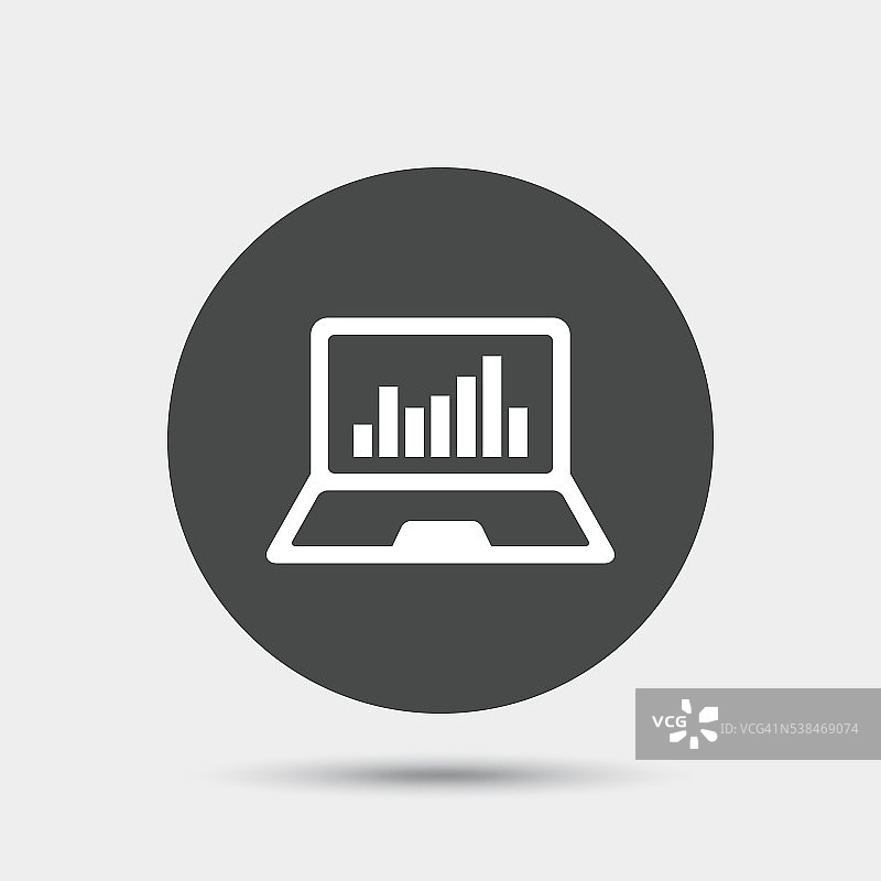 笔记本电脑图标。带图表的笔记本电脑图片素材