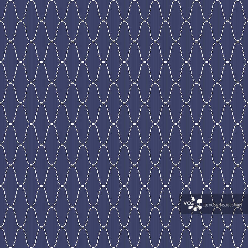 渔网主题传统日式刺绣装饰Sashiko矢量图案图片素材