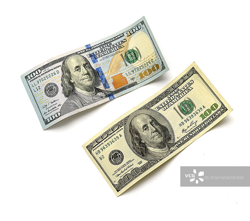 新旧百元美钞图片素材