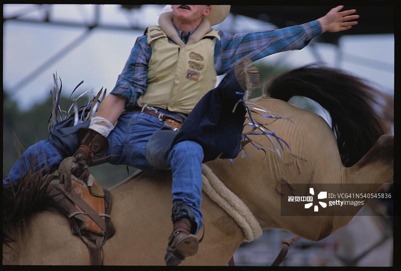 奥基乔比牛仔竞技中的无鞍骑马图片素材