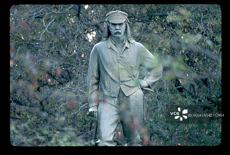 维多利亚瀑布的利文斯顿雕像图片素材