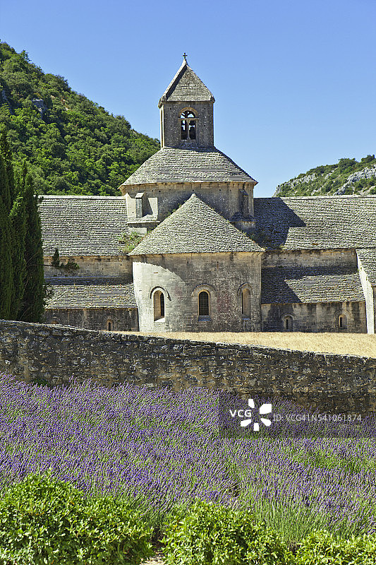 薰衣草田和塞南克修道院图片素材