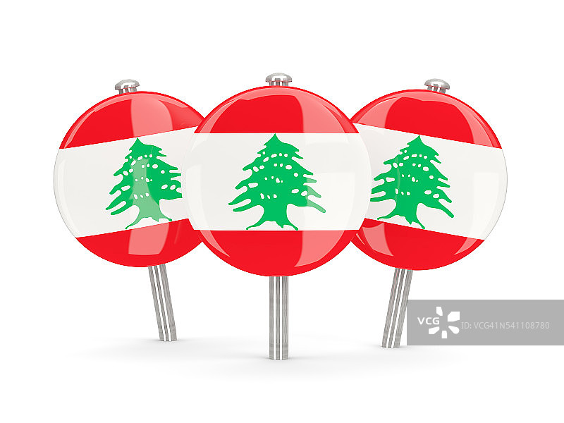 黎巴嫩国旗圆形图钉图片素材
