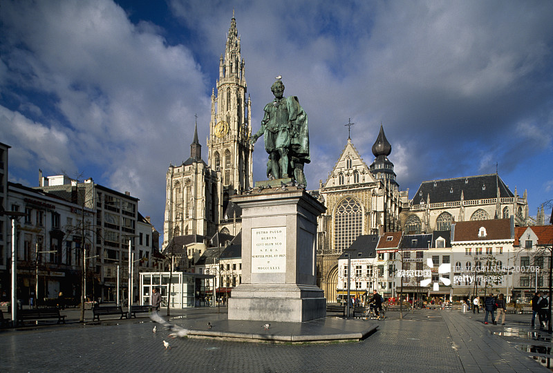 格伦广场的彼得·保罗·鲁本斯雕像图片素材