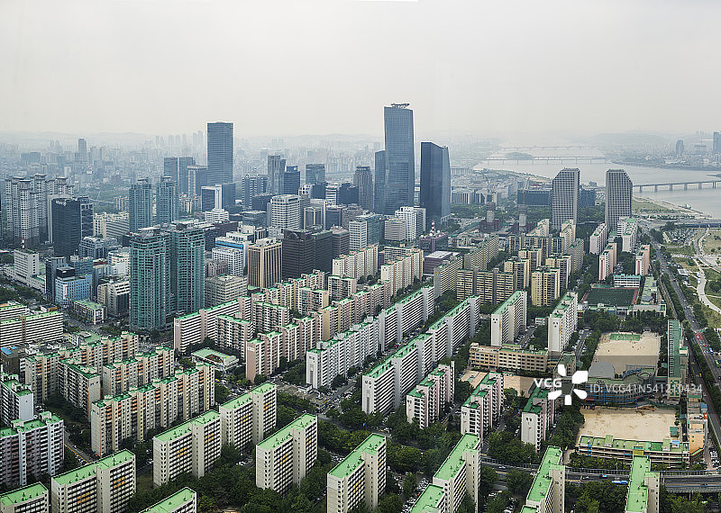 从63大厦观望首尔汝矣岛金融区图片素材