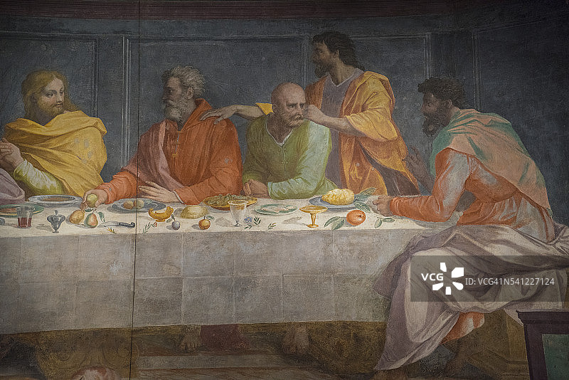 圣玛利亚德尔卡尔梅罗会修道院的《最后的晚餐》，亚历山德罗·阿洛里图片素材