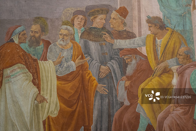 卡尔梅洛圣玛丽亚教堂，布兰卡奇礼拜堂，马萨乔和菲利皮诺·利皮的壁画图片素材