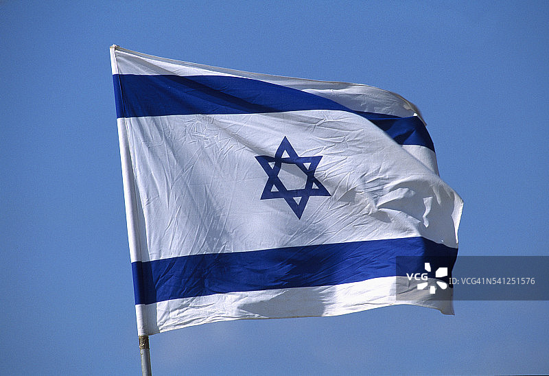以色列国旗在旗杆上图片素材