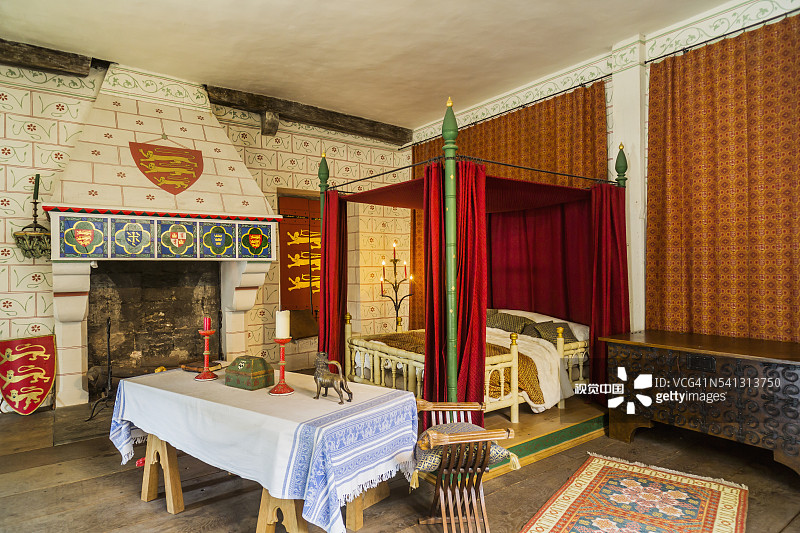 伦敦塔，圣托马斯塔内爱德华一世卧室的重建图片素材