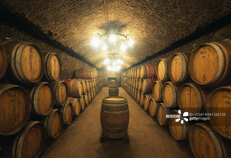 奥尔维耶托La Carraia酒庄的酒窖图片素材