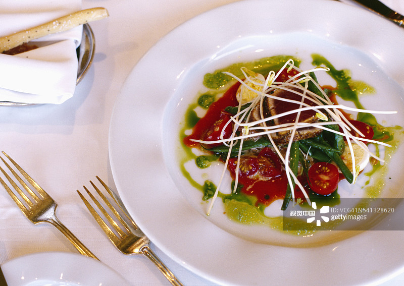 香煎金枪鱼和鞑靼金枪鱼图片素材