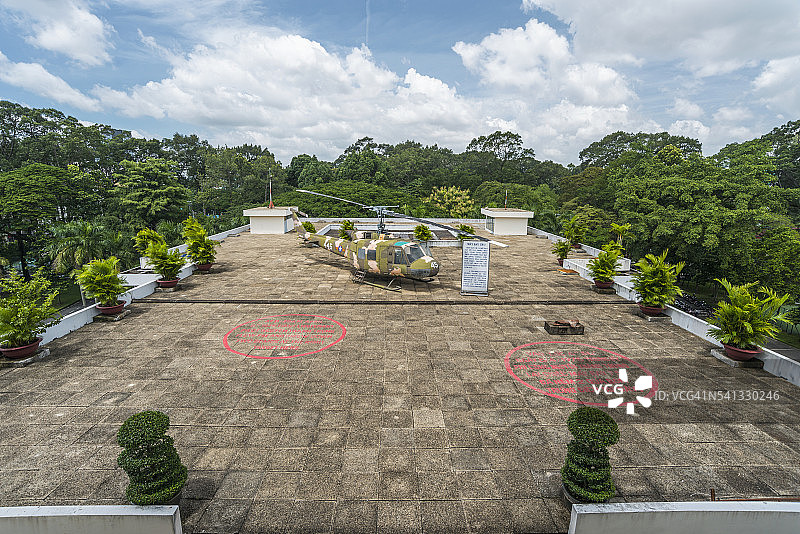 统一宫顶楼的直升机停机坪图片素材