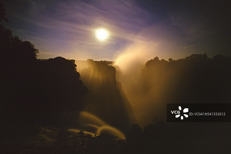 维多利亚瀑布夜景图片素材