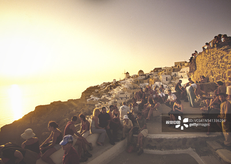 等待伊亚日落图片素材