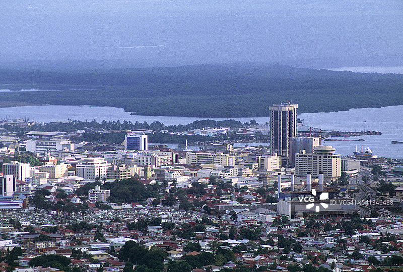 西班牙港乔治堡的航拍景色图片素材